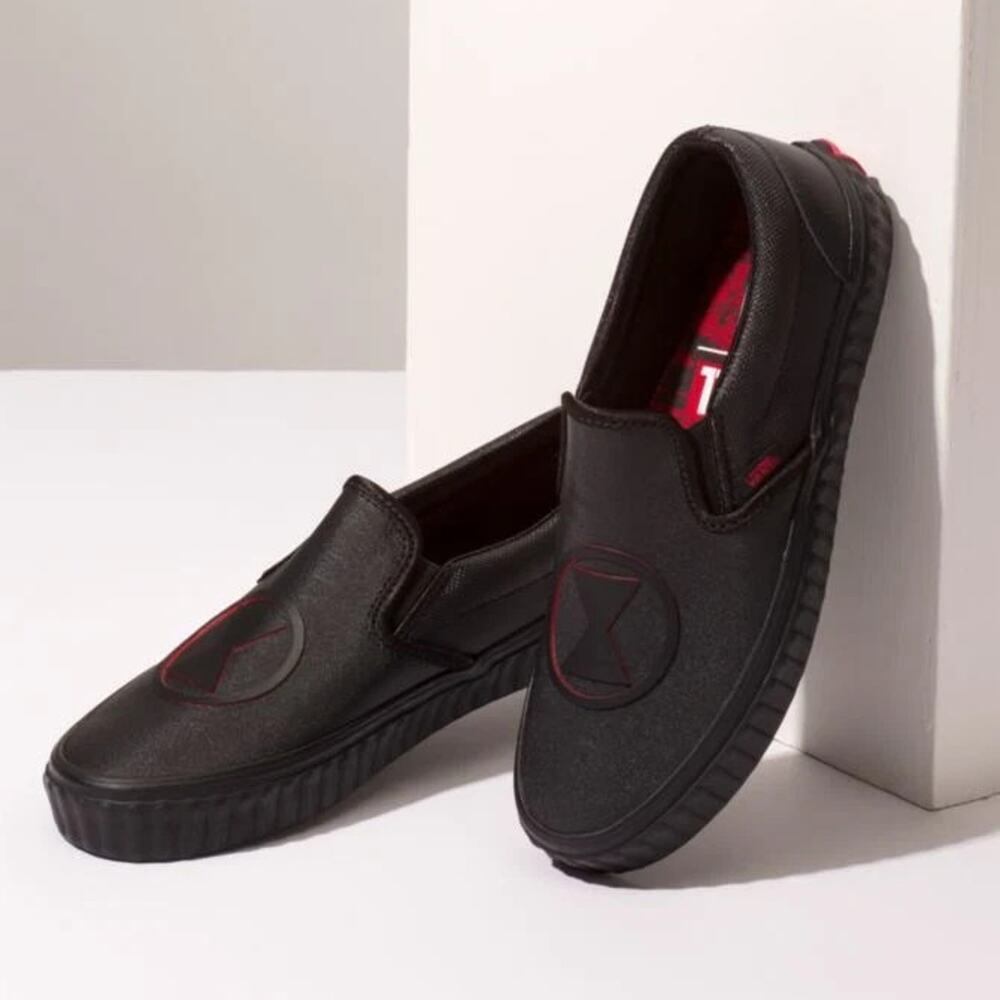 VANS Classic Slip On Marvel Black Widow Unisex Skate Shoes Size 4 Men 5.5 Women